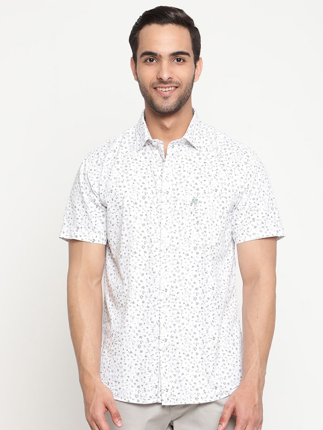 

Cantabil Floral Printed Cotton Casual Shirt, White