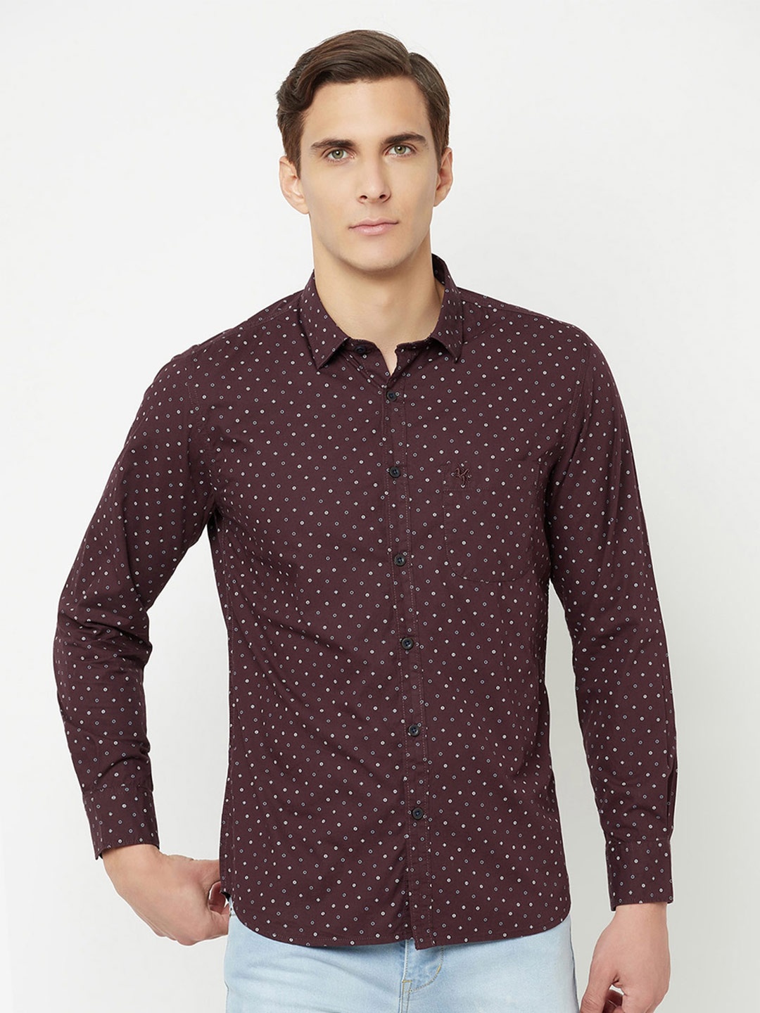 

Cantabil Micro Ditsy Printed Cotton Casual Shirt, Maroon