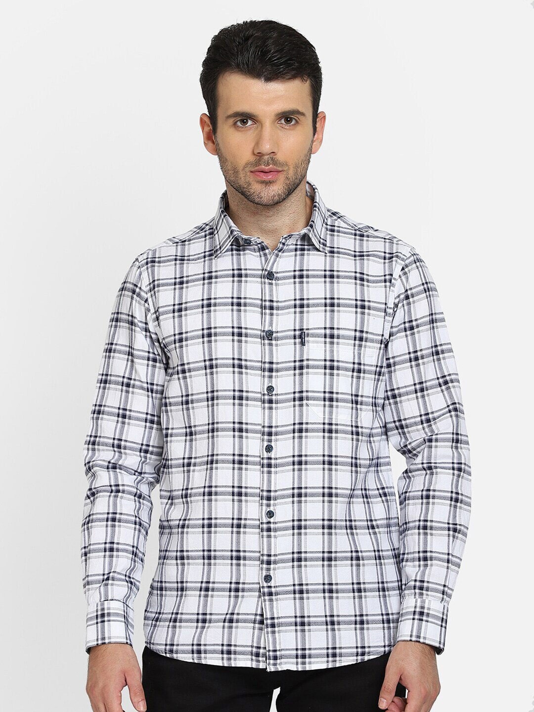 

Cantabil Tartan Checks Checked Cotton Casual Shirt, White