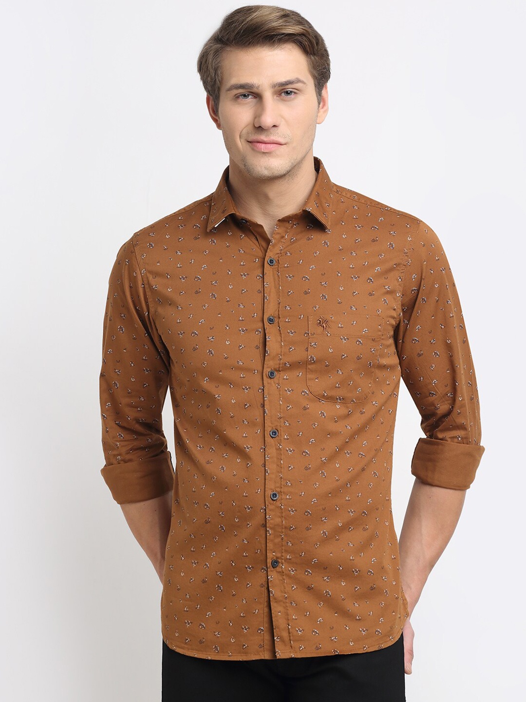 

Cantabil Floral Printed Cotton Casual Shirt, Brown