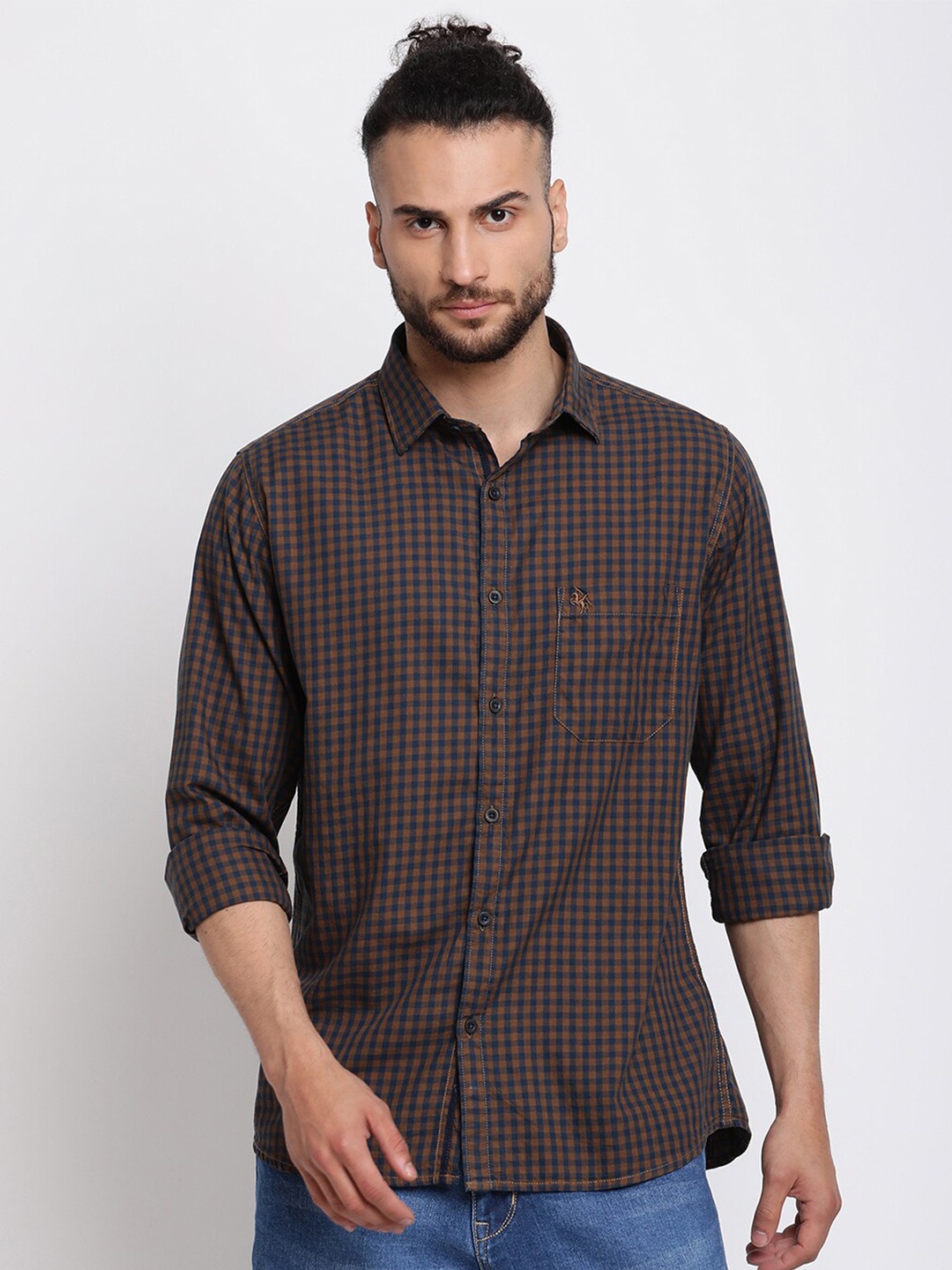 

Cantabil Checks Cotton Casual Shirt, Mustard