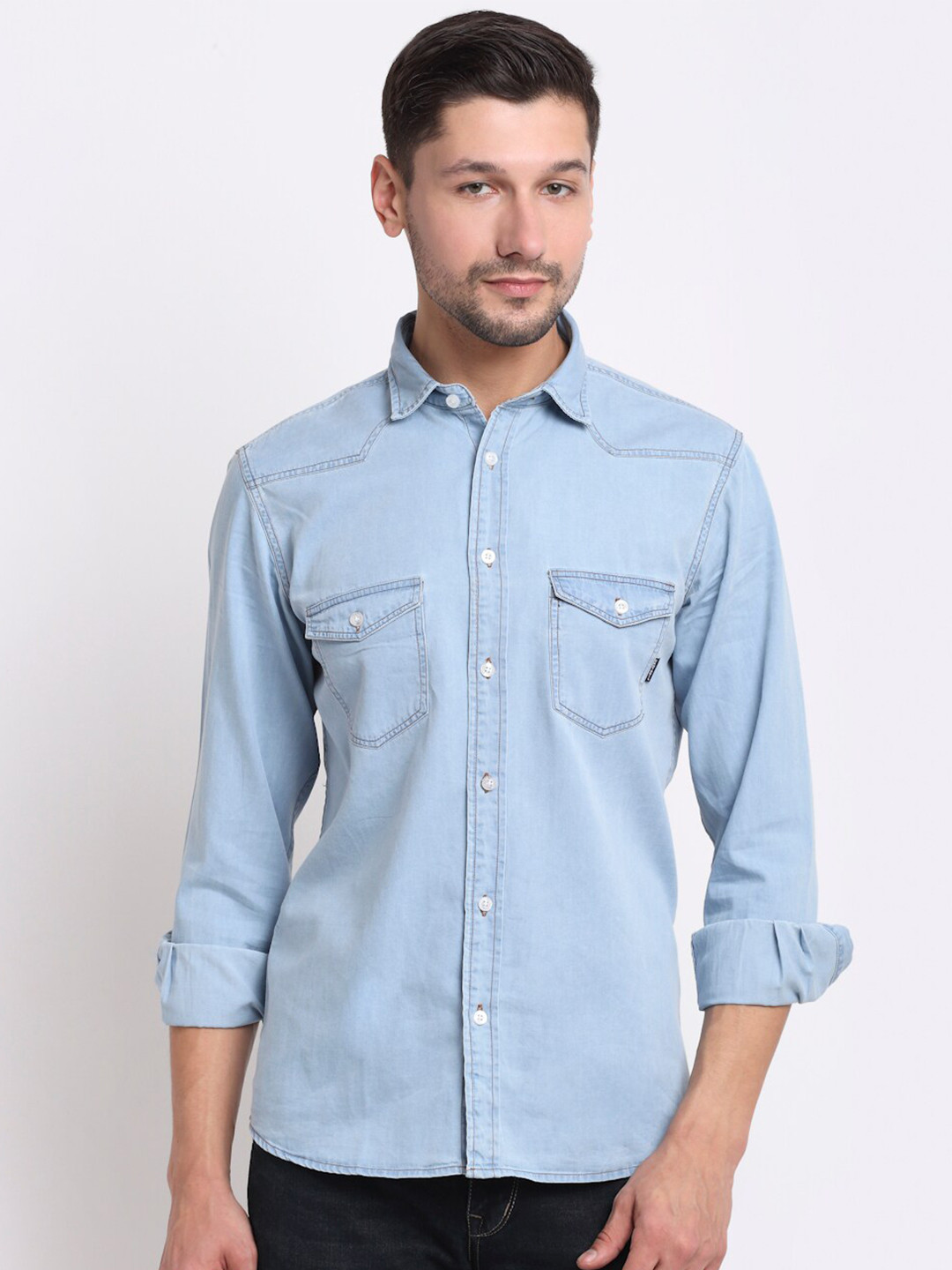 

Cantabil Faded Cotton Casual Shirt, Blue
