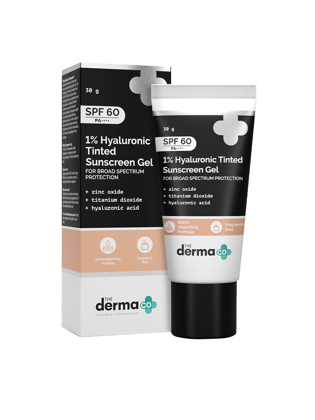 

The Derma co. 1% Hyaluronic SPF 60 PA++++ Tinted Sunscreen Gel With No White Cast - 30g, Black