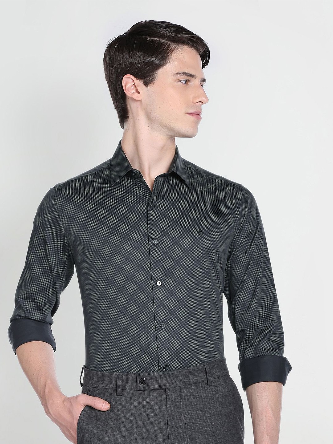 

Arrow New York Slim Fit Micro Ditsy Printed Formal Shirt, Green