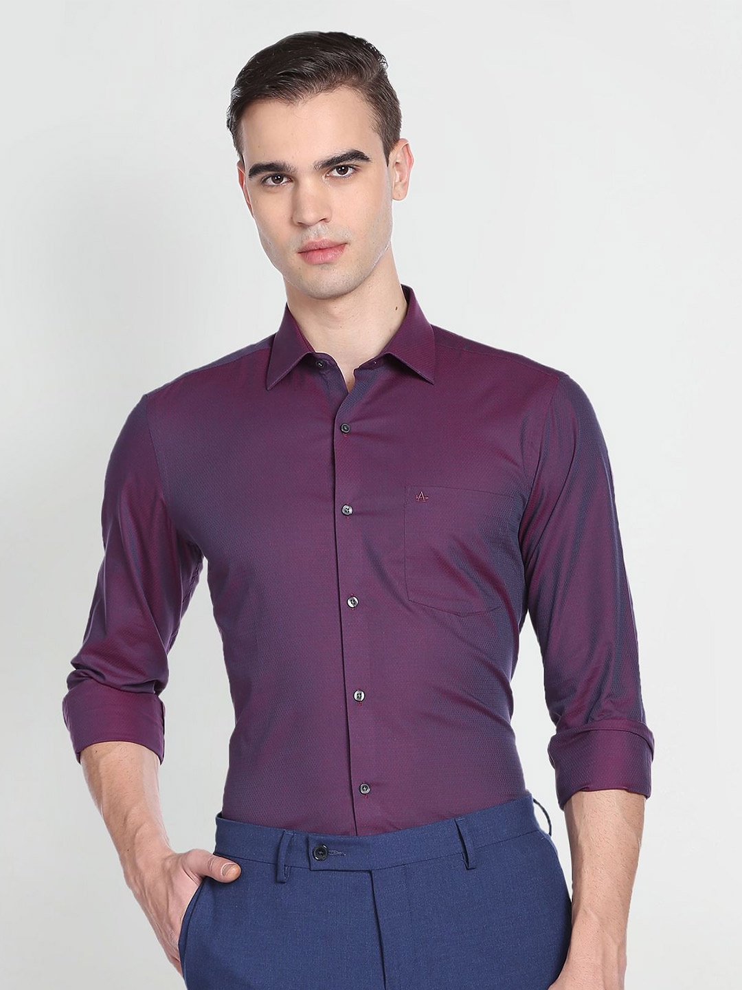 

Arrow Men Slim Fit Formal Cotton Shirt, Purple