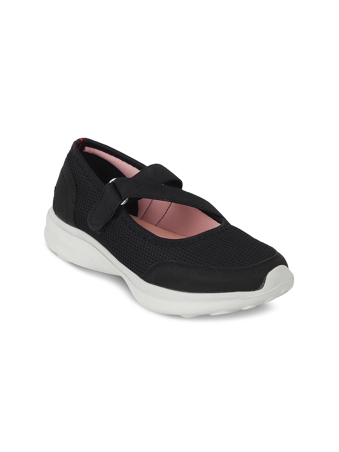 

PEPPER Woven Design Cross Strap Ballerinas, Black
