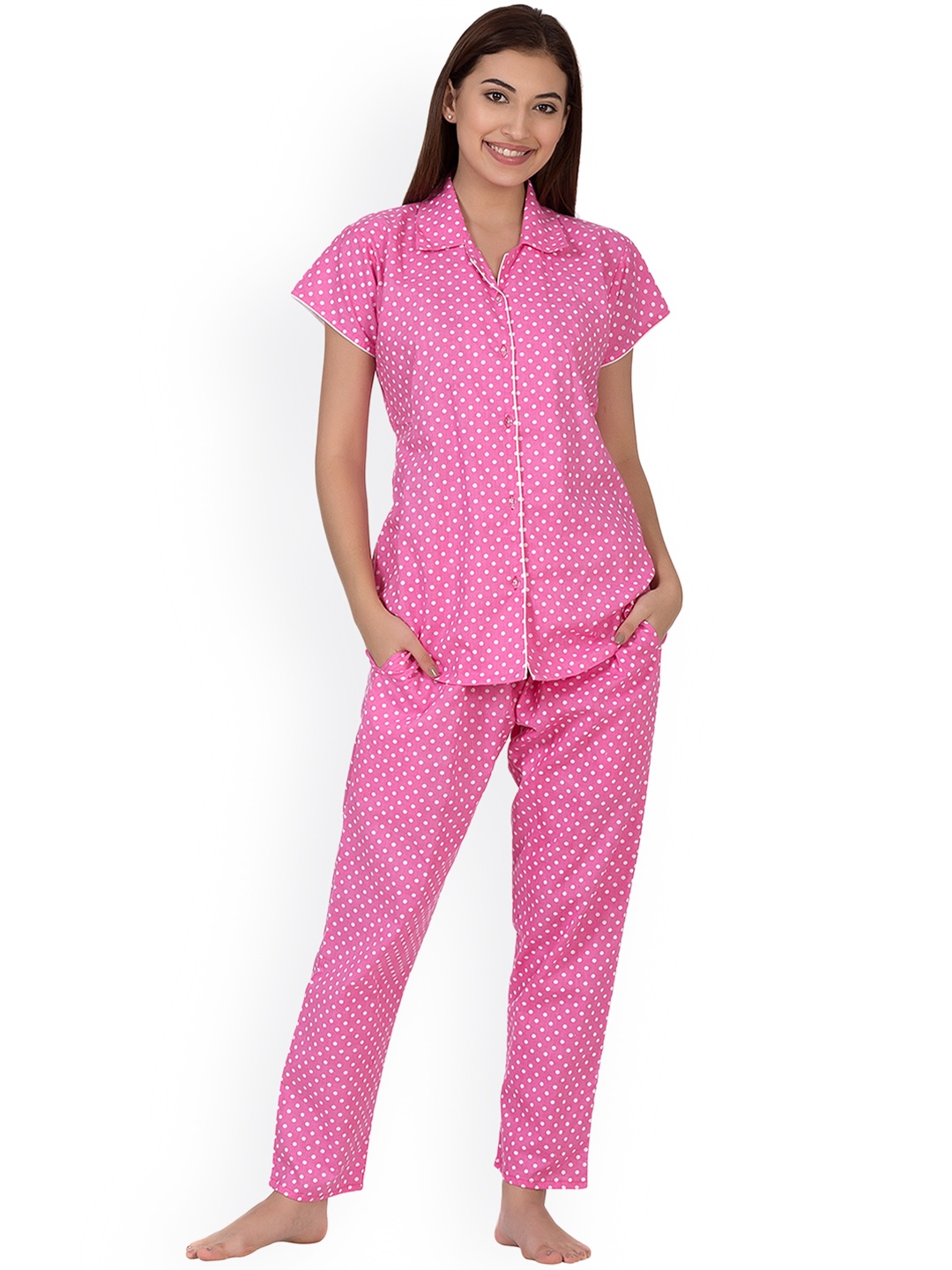 

Clovia Pink Printed Lounge Set LS0264P22XL