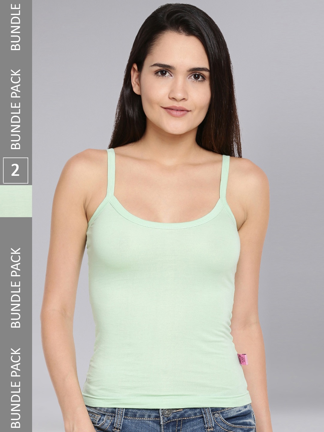 

Dollar Missy Pack Of 2 Non-Padded Combed Cotton Slim-Fit Camisoles, Sea green