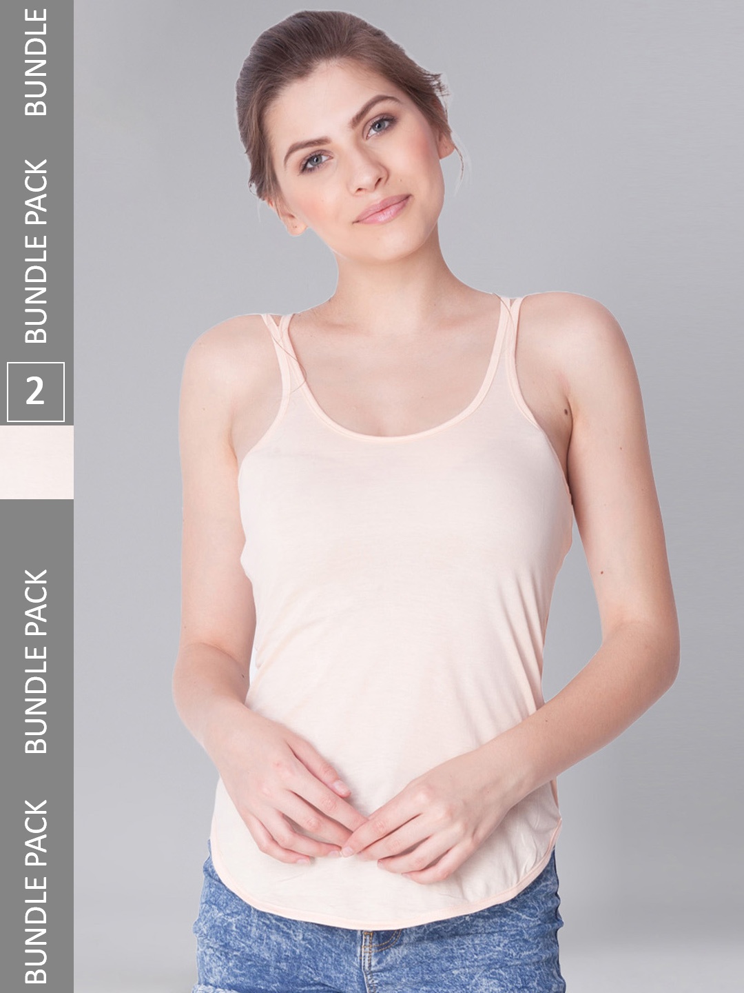 

Dollar Missy Pack of 2 Women Combed Cotton Camisole, Beige