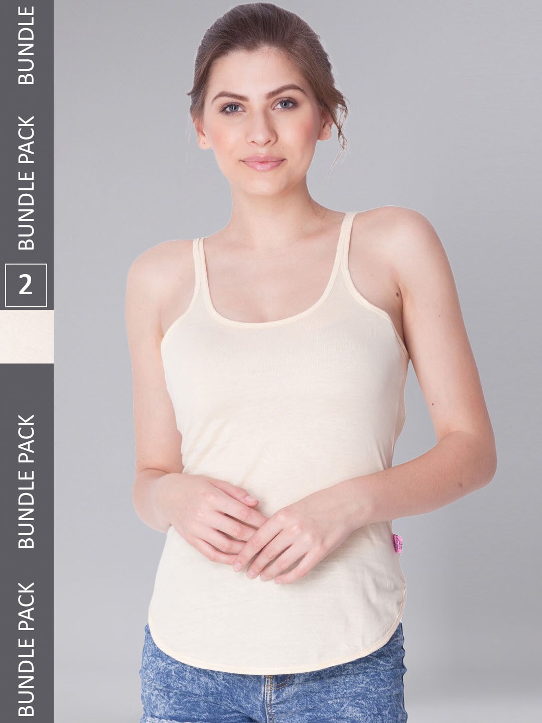 

Dollar Missy Pack Of 2 Combed Cotton Camisoles, Cream