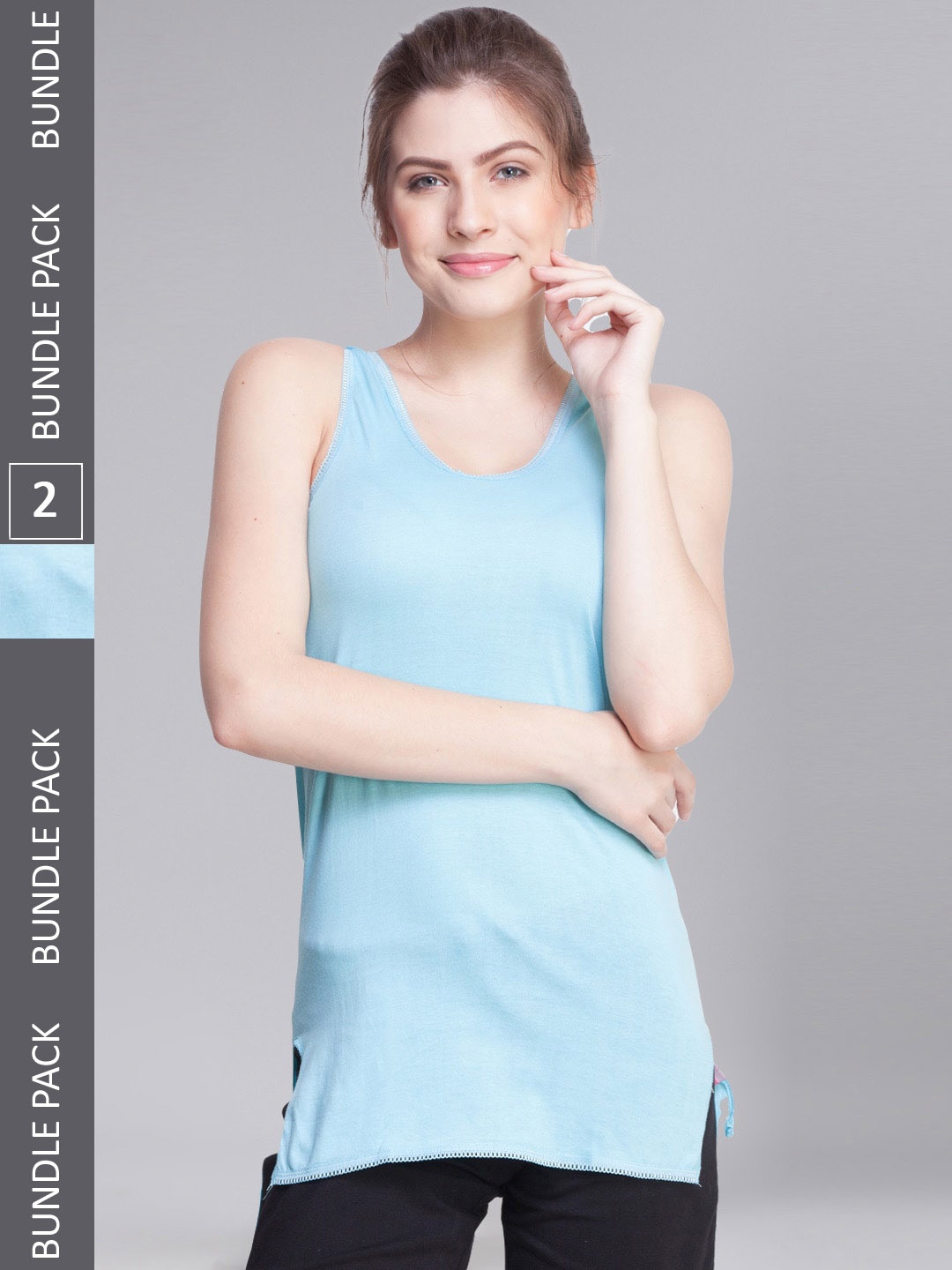 

Dollar Missy Pack of 2 Combed Cotton Camisole MMBB-361-R3#S2-LB-PO2, Blue