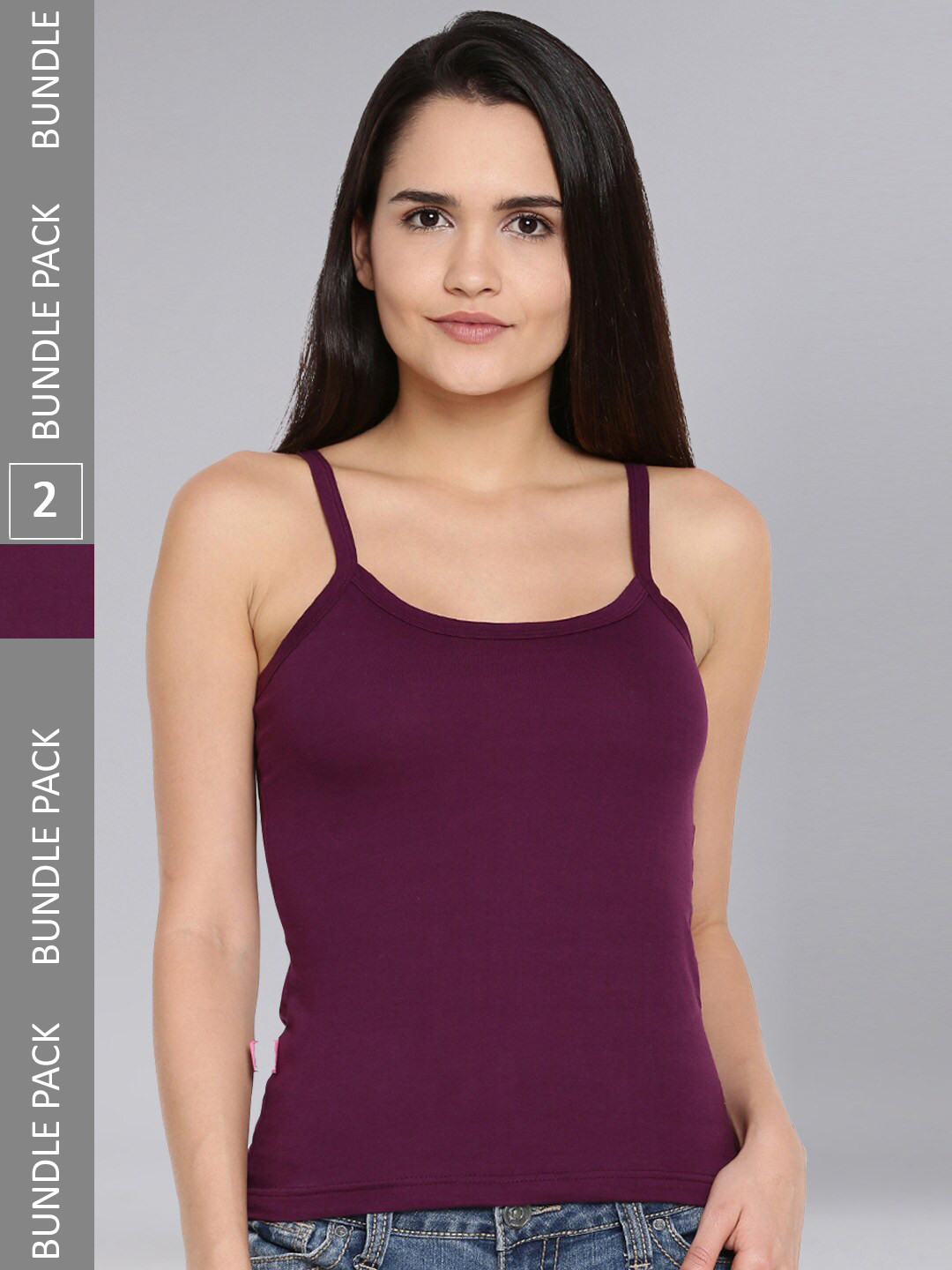 

Dollar Missy Pack Of 2 Non-Padded Pure Combed Cotton Slim-Fit Camisoles, Brown