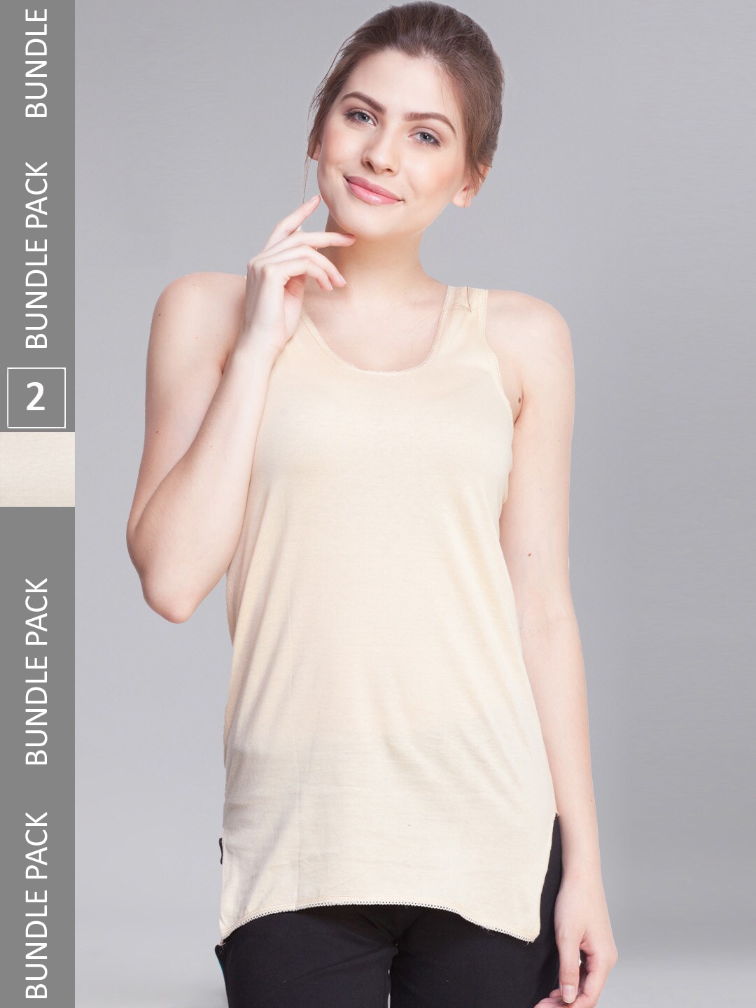 

Dollar Missy Pack of 2 Combed Cotton Camisole, Beige