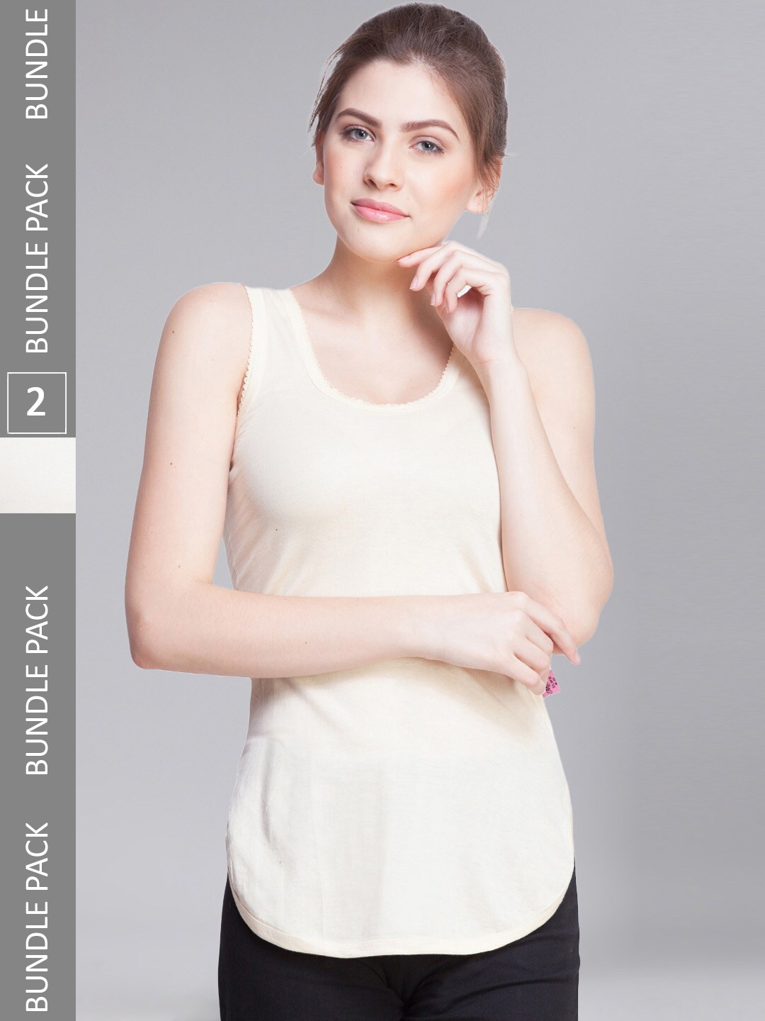 

Dollar Missy Pack of 2 Women Combed Cotton Camisole, Beige