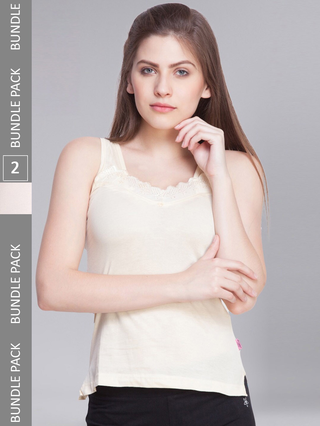

Dollar Missy Pack of 2 Women Combed Cotton Camisole, Beige