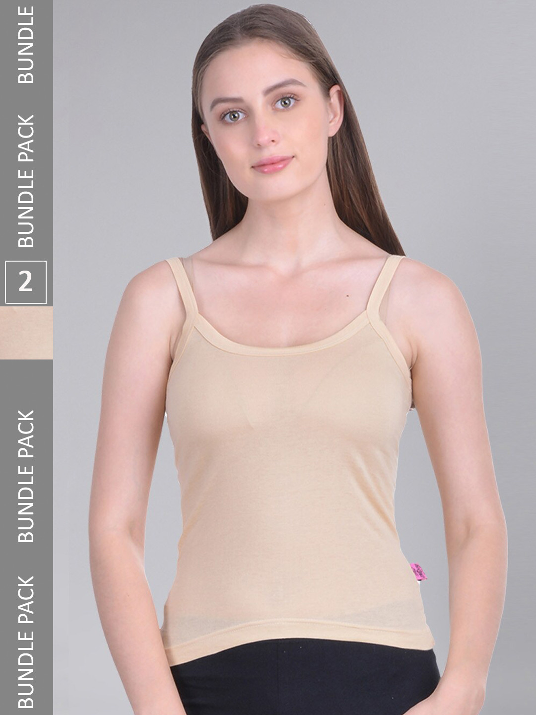 

Dollar Missy Pack of 2 Combed Cotton Camisole, Beige