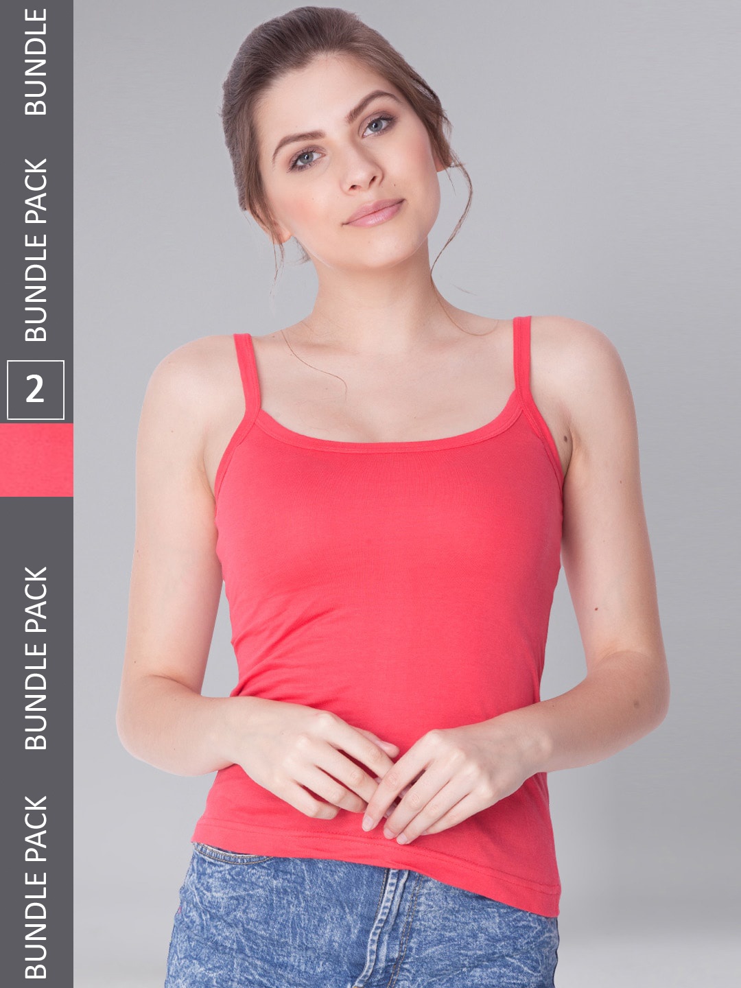 

Dollar Missy Pack of 2 Combed Cotton Camisole, Pink