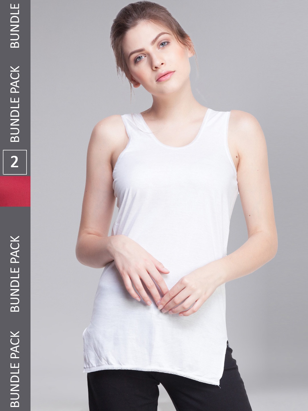 

Dollar Missy Pack of 2 Combed Cotton Camisole MMBB-361-R3#S3-WH-MR-PO2, White