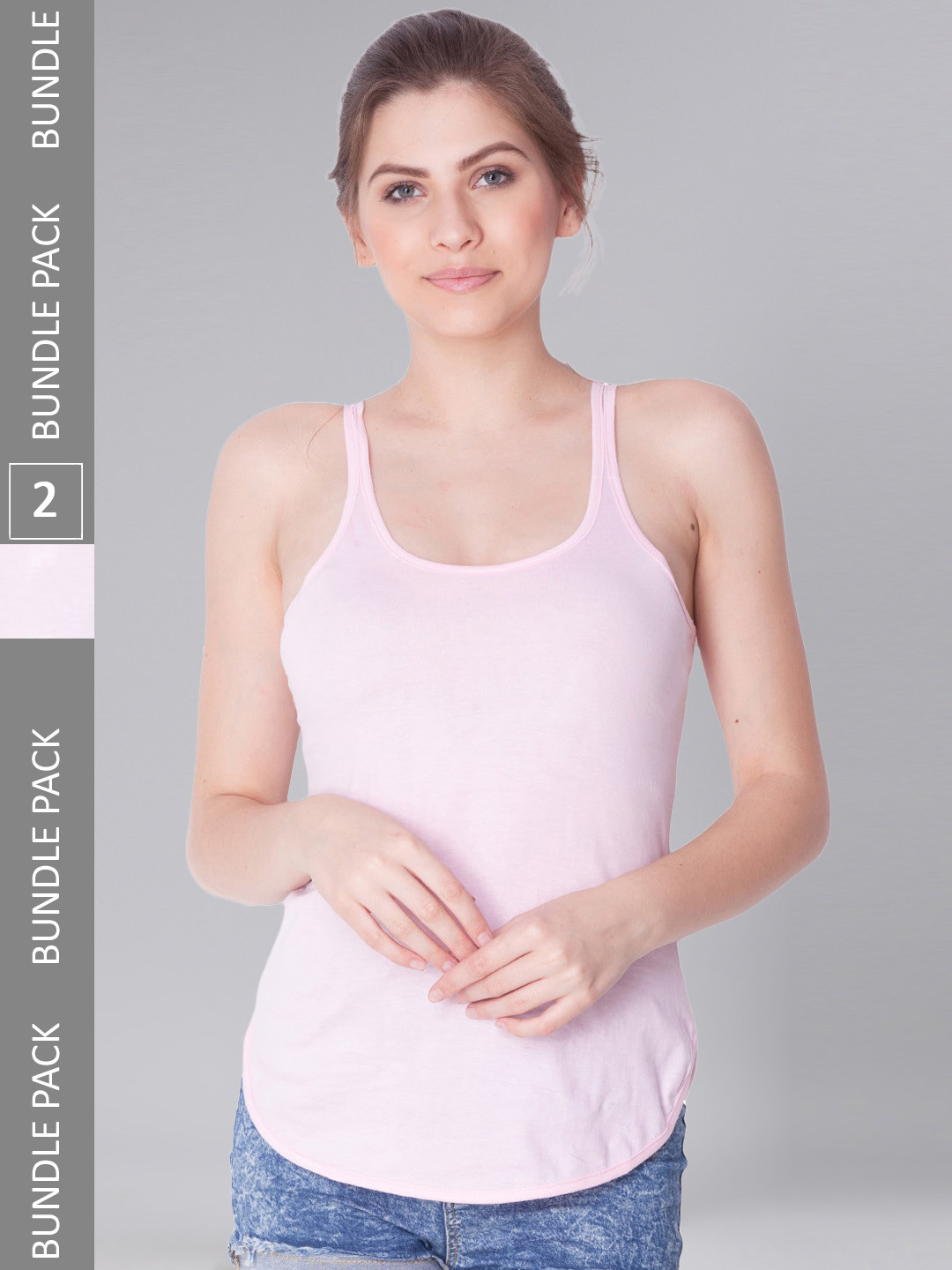 

Dollar Missy Pack of 2 Combed Cotton Camisoles, Pink