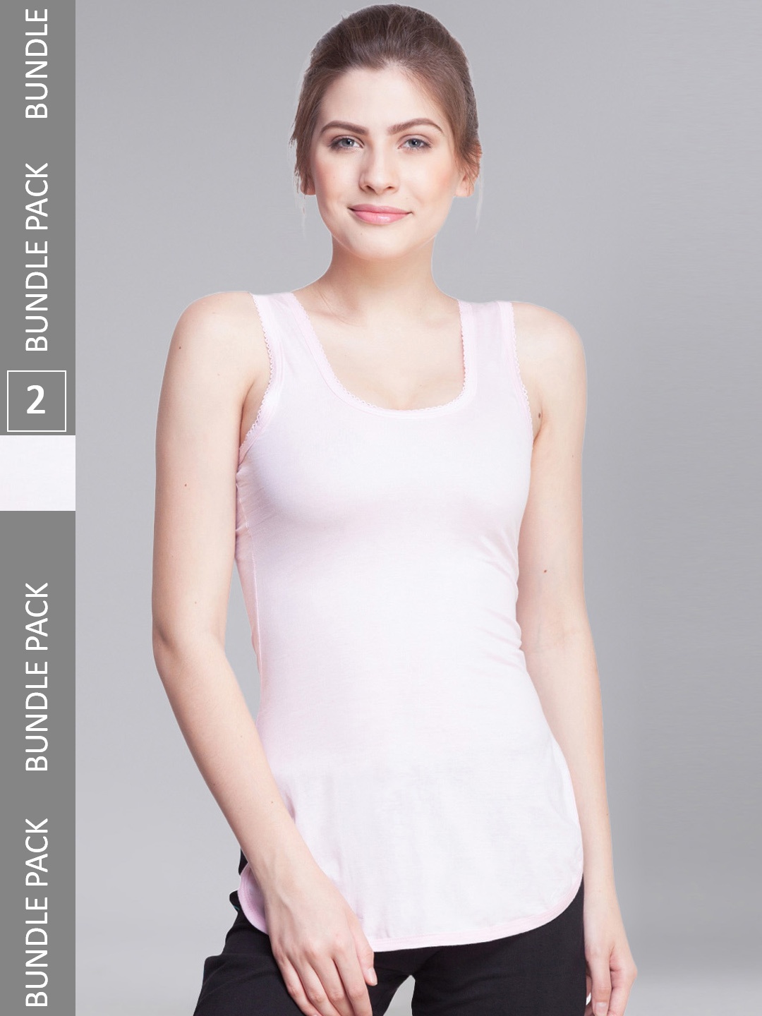 

Dollar Missy Pack Of 2 Non-Padded Combed Cotton Slim-Fit Camisoles, Pink