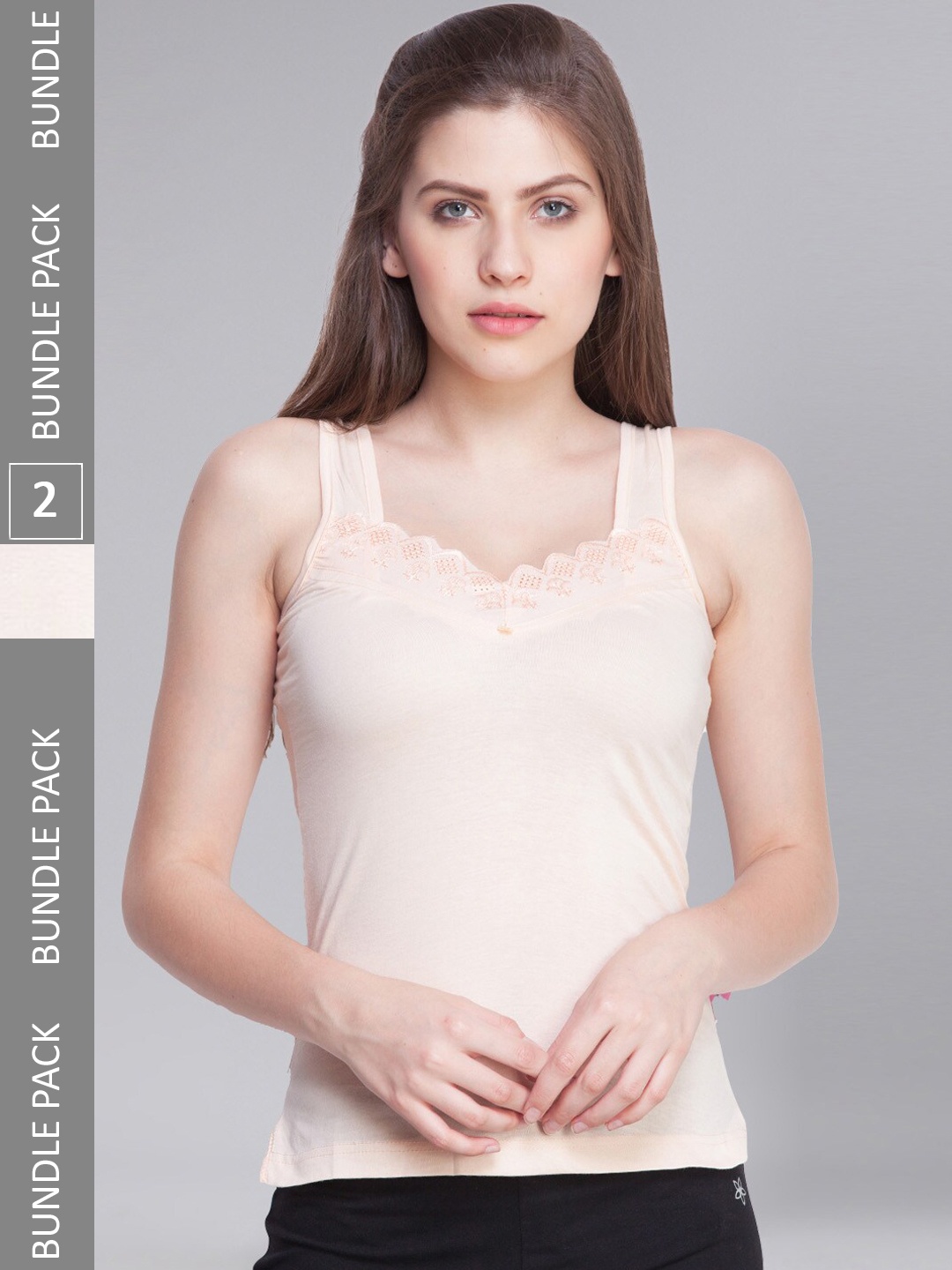 

Dollar Missy Pack of 2 Combed Cotton Camisole MMBB-371-R3#S2-LO-PO2, Orange