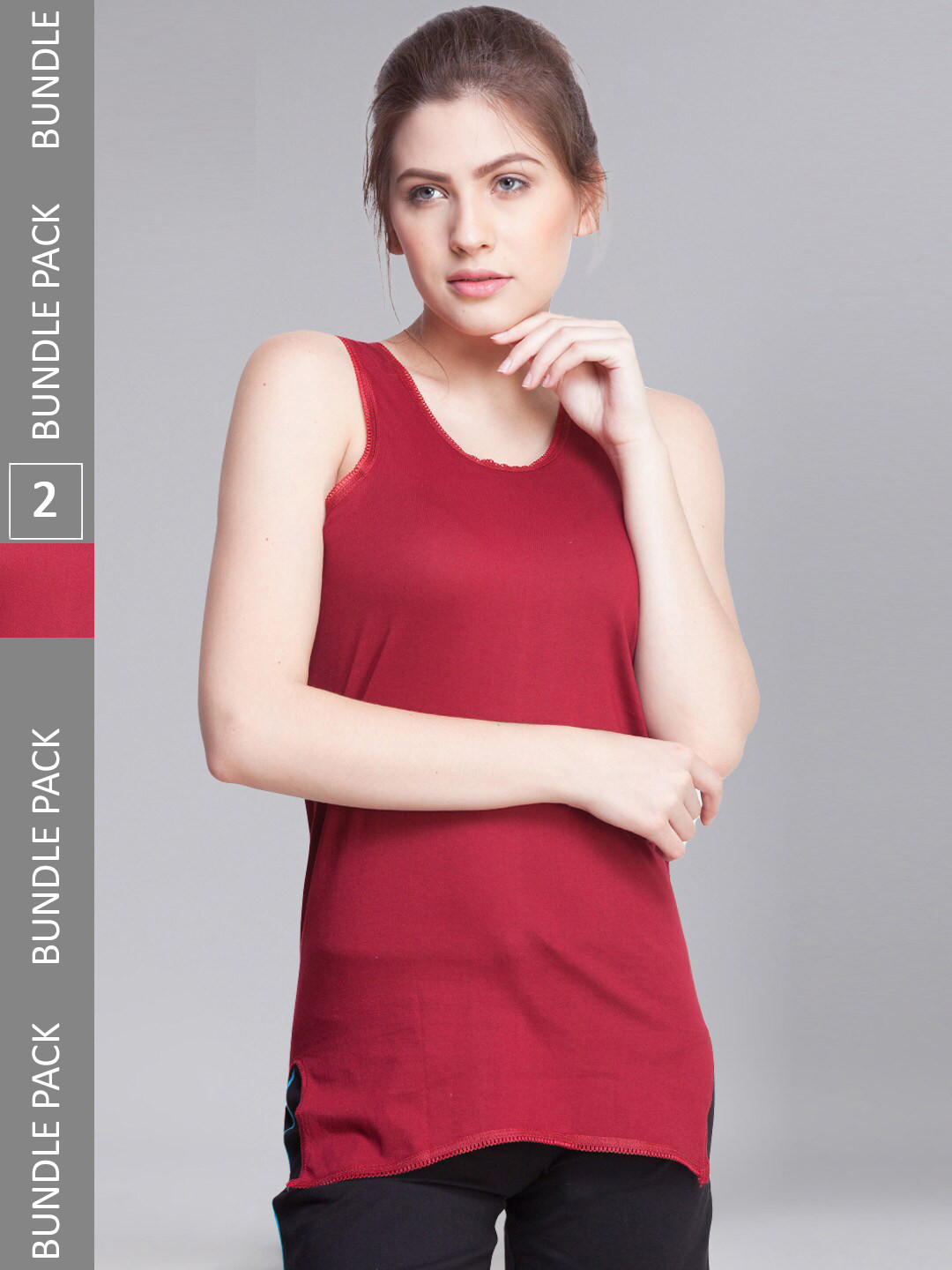 

Dollar Missy Pack of 2 Combed Cotton Camisole, Maroon