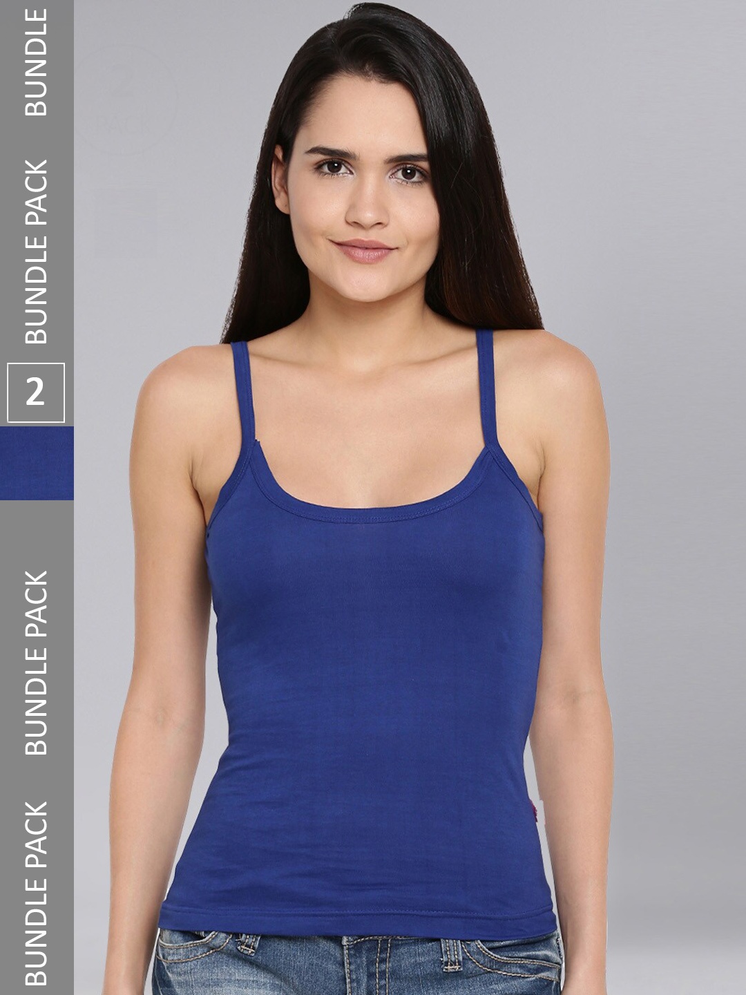 

Dollar Missy Pack Of 2 Non-Padded Pure Combed Cotton Slim-Fit Camisoles, Blue