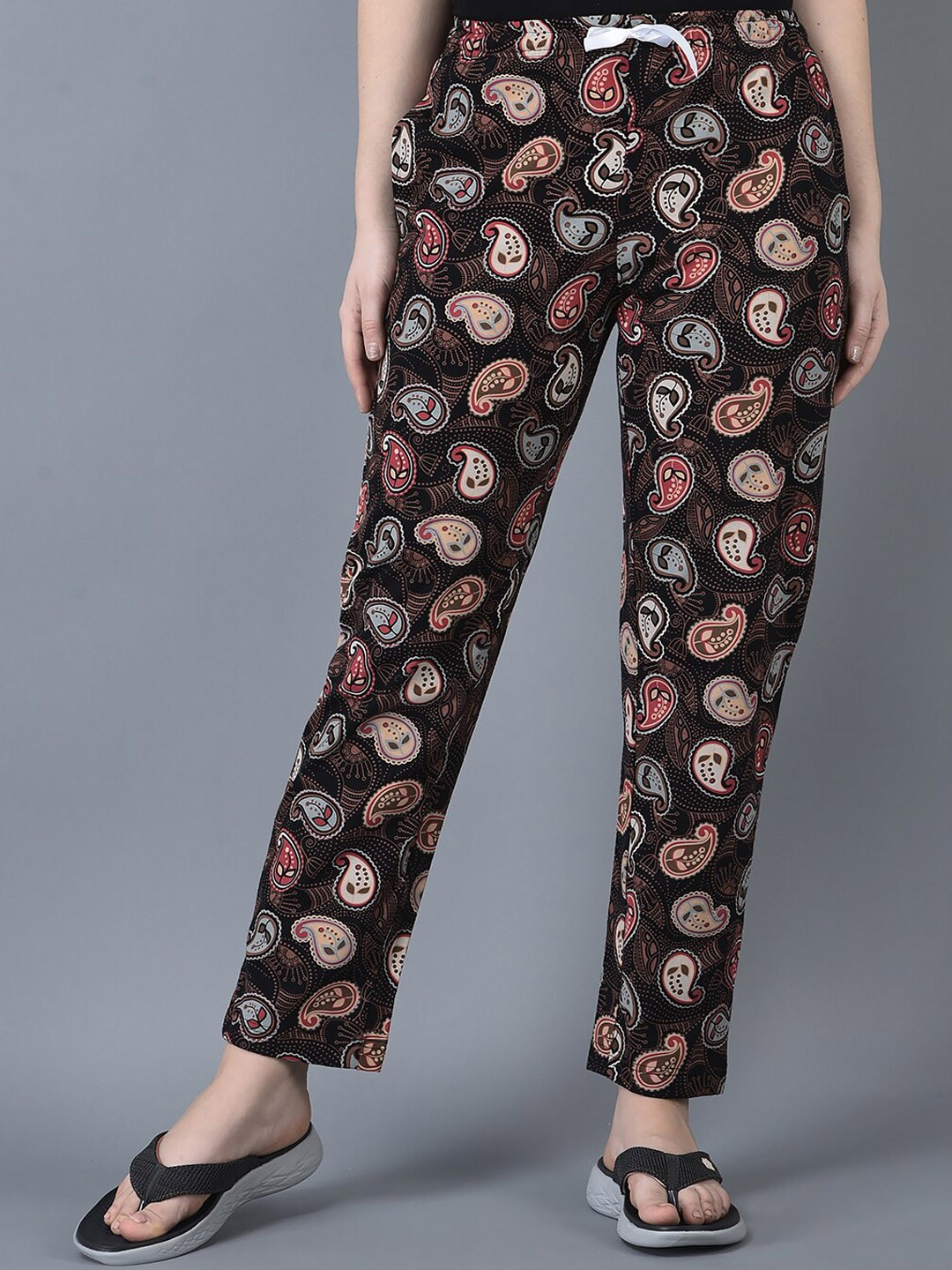 

Dollar Missy Women Printed Mid-Rise Cotton Lounge Pants, Black
