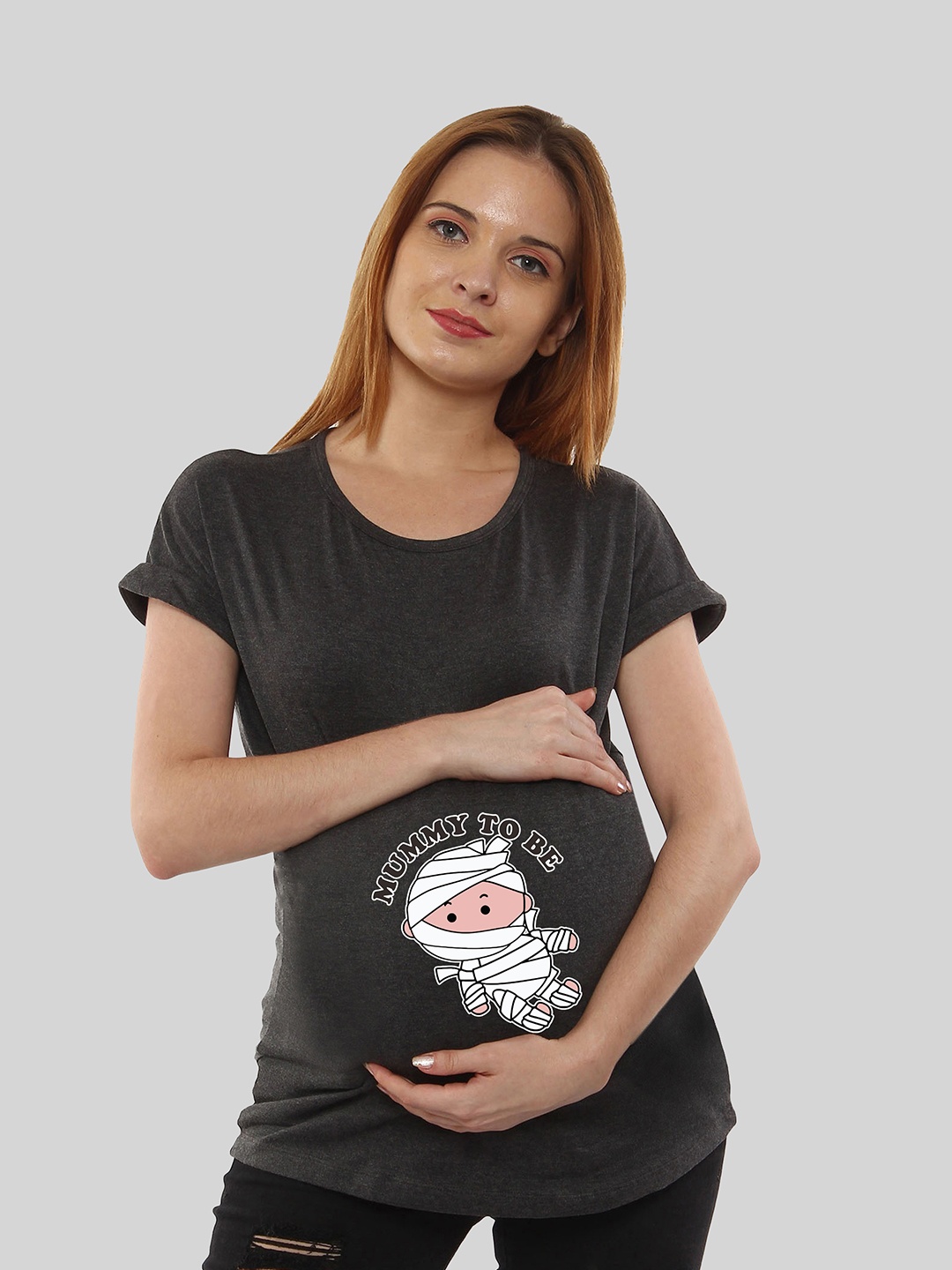 

SillyBoom Women Charcoal Printed T-shirt