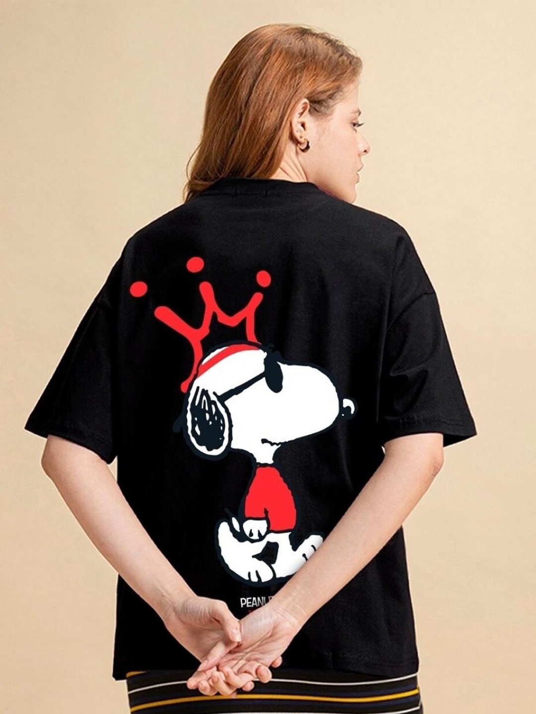 

Bewakoof Graphic Printed Loose Cotton T-shirt, Black