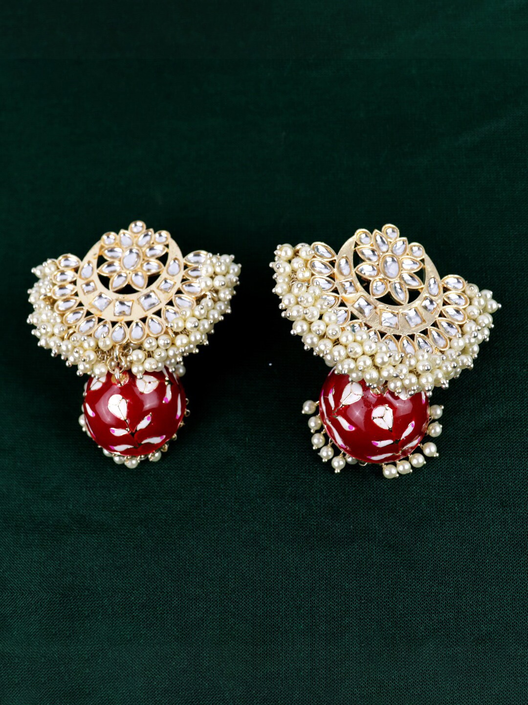 

Krelin Gold Plated Dome Shaped Jhumkas Earrings, White