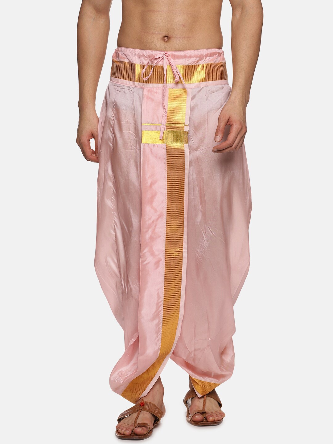 

Sethukrishna Men Mid-Rise Art Silk Dhotipants, Pink