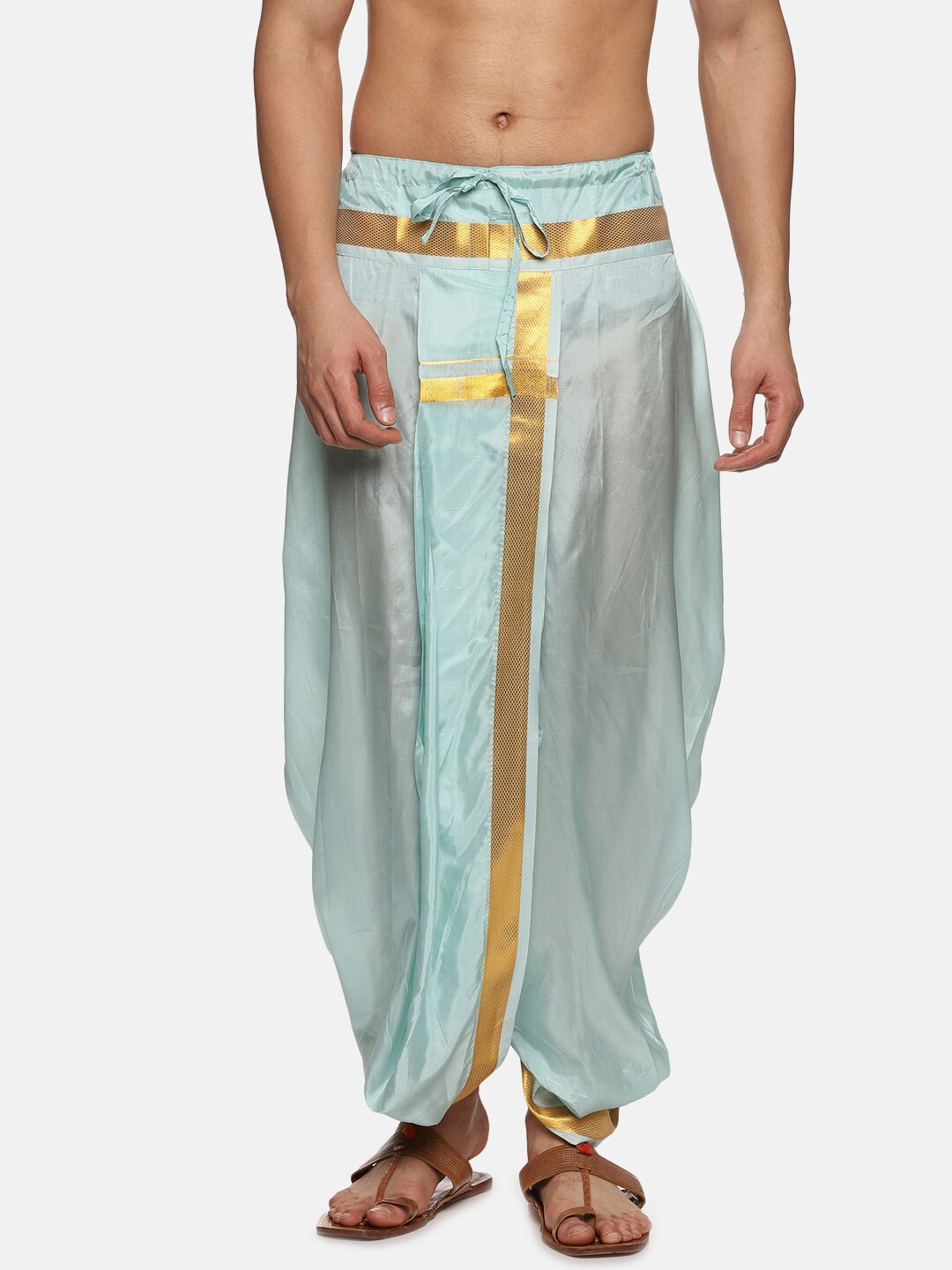 

Sethukrishna Men Mid-Rise Art Silk Dhotipants, Blue