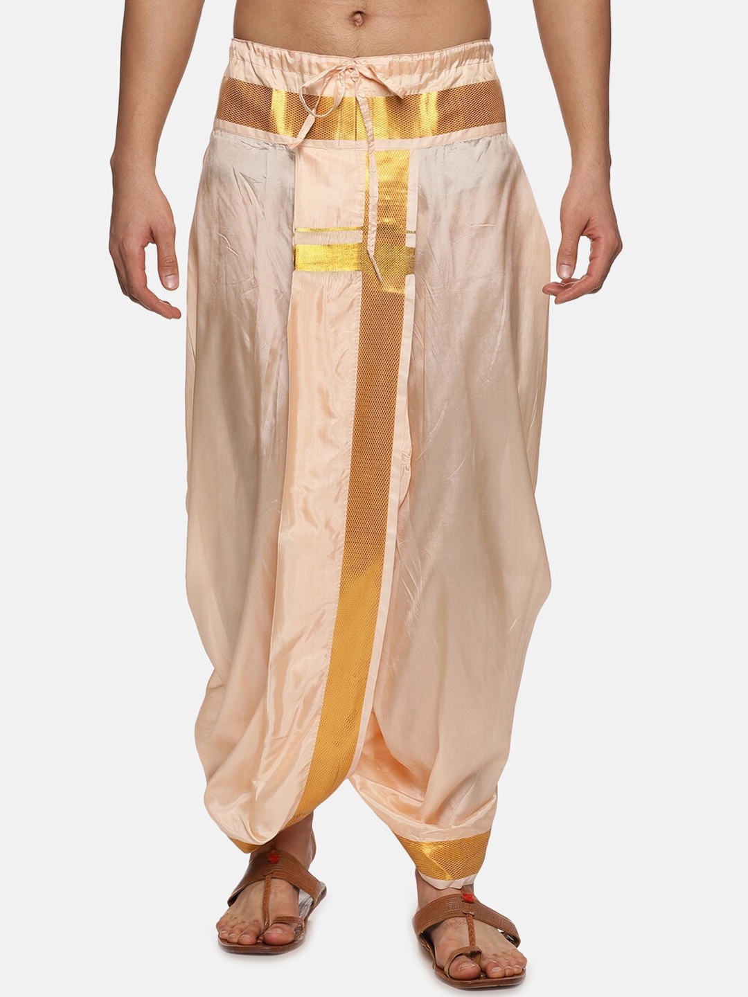 

Sethukrishna Men Mid-Rise Art Silk Dhotipants, Orange