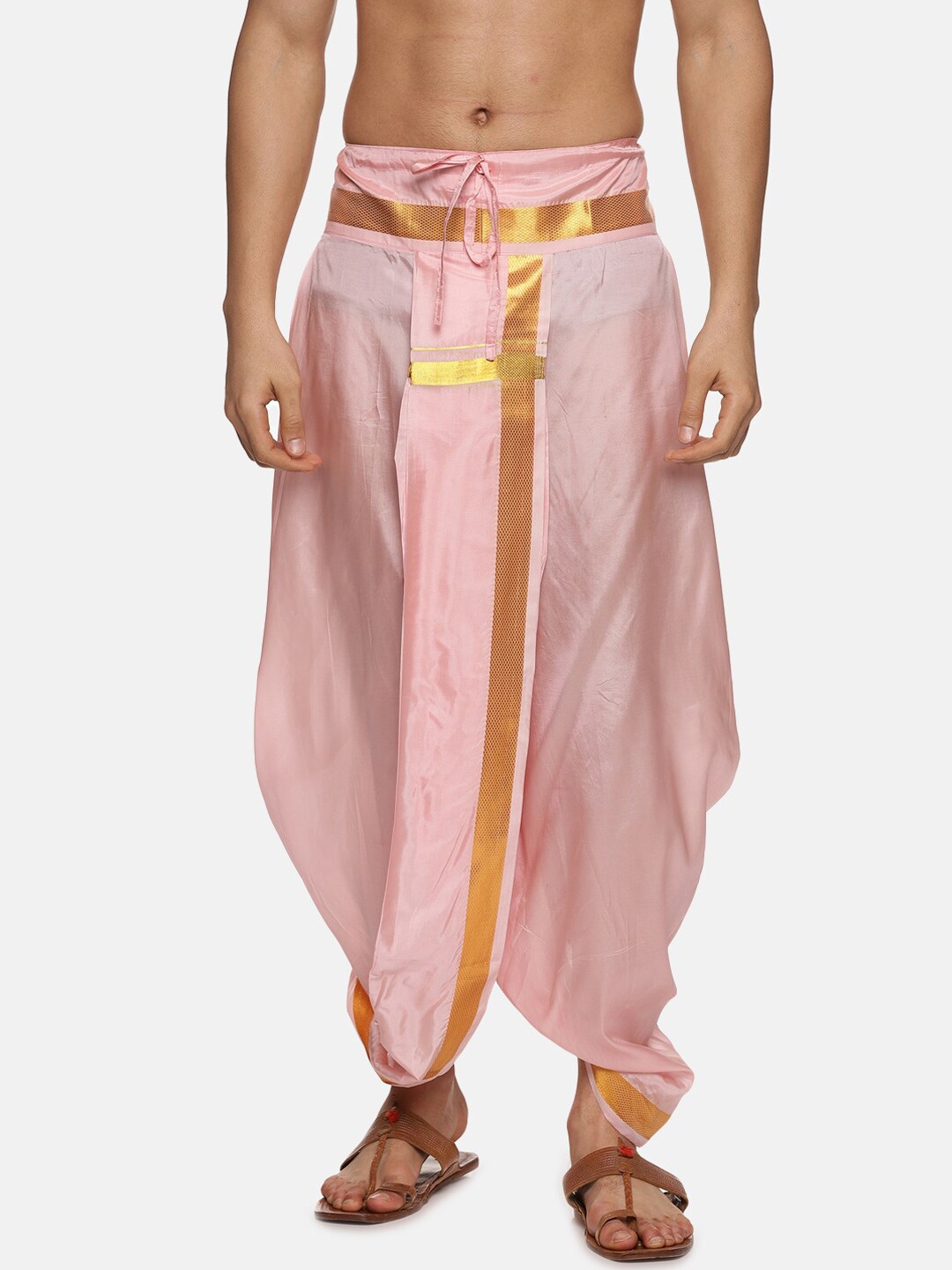 

Sethukrishna Men Mid-Rise Art Silk Dhotipants, Pink