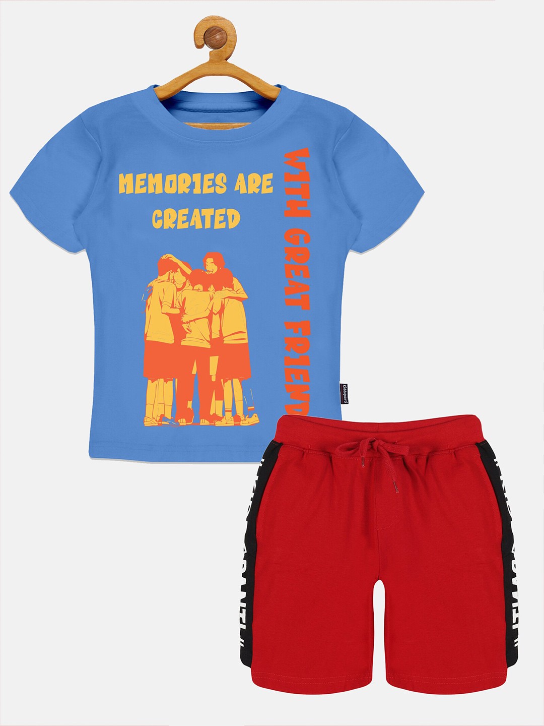 

KiddoPanti Boys Printed Cotton T-shirt with Shorts Set, Blue