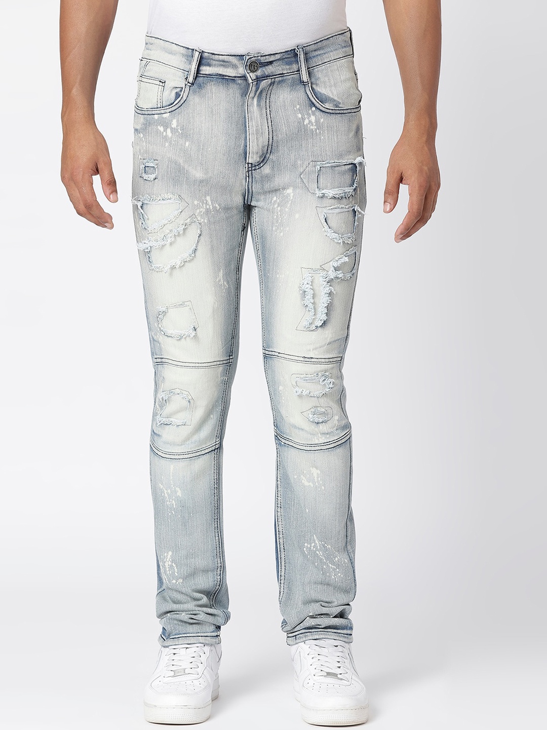 

WAIMEA Men Slim Fit Highly Distressed Stretchable Jeans, Grey