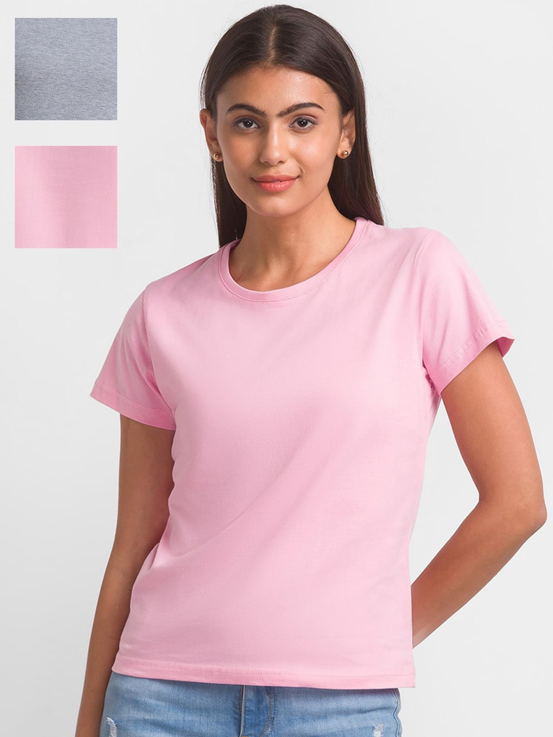 

FashionRack Pack of 2 Round Neck Cotton T-shirt, Pink