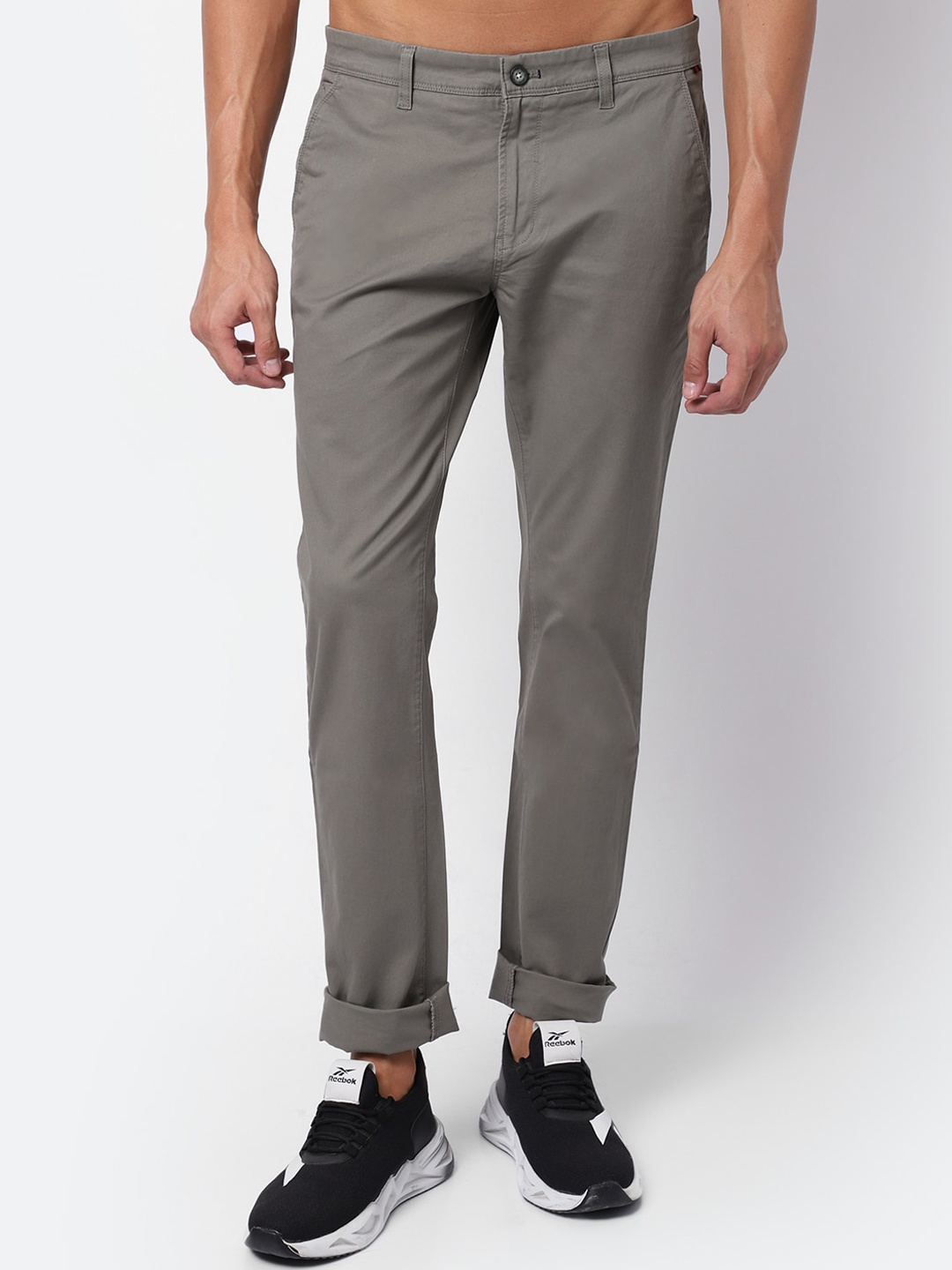 

Cantabil Men Mid Rise Cotton Regular Fit Trousers, Olive