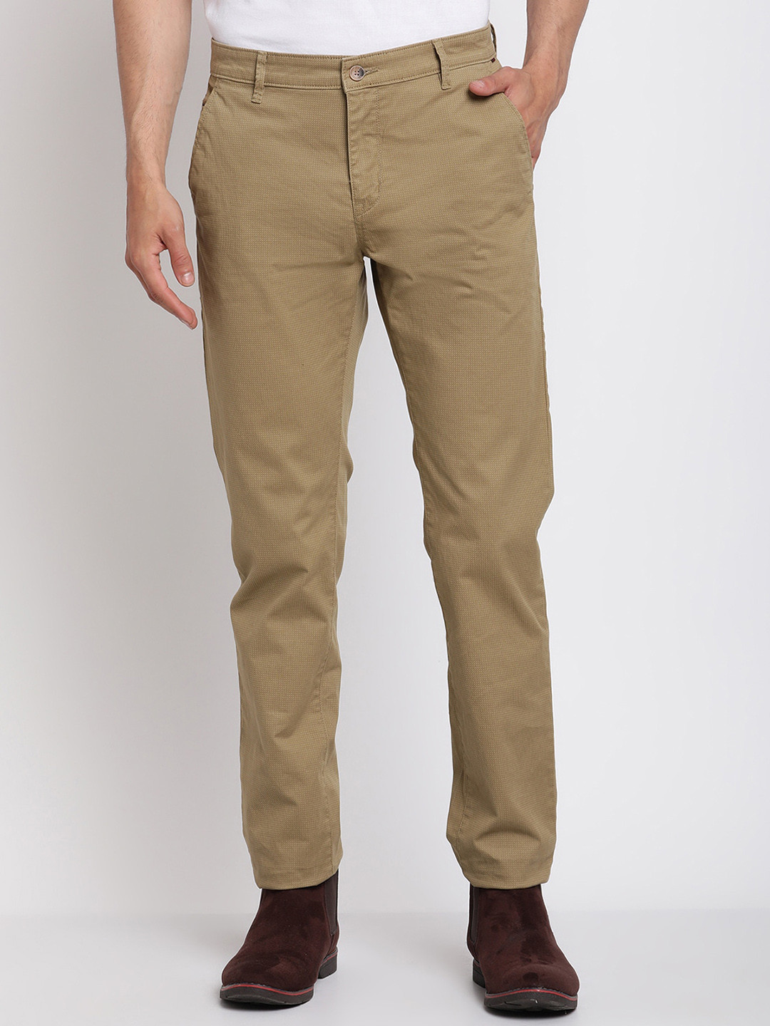 

Cantabil Men Cotton Easy Wash Trousers, Khaki