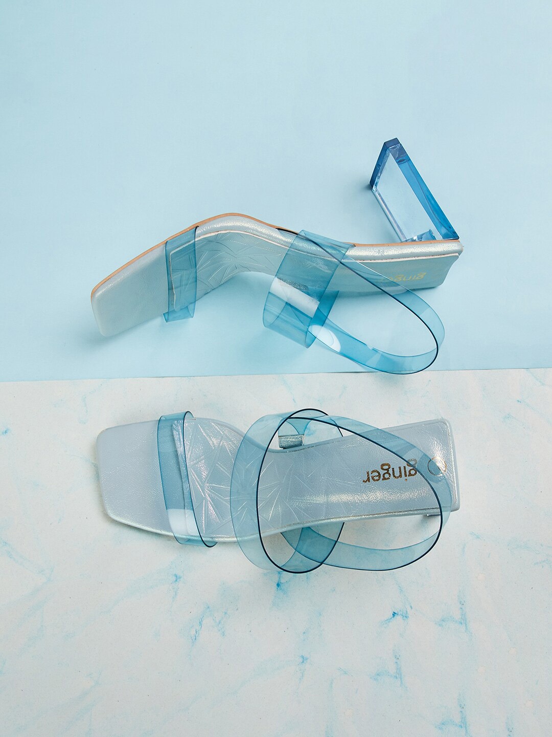

Ginger by Lifestyle Open Toe Block Heels, Blue