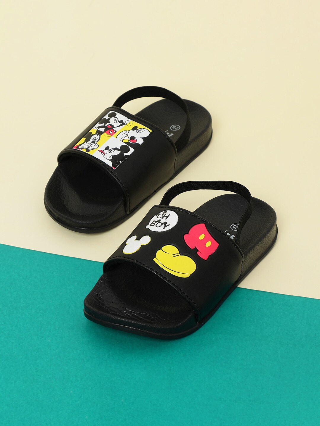 Fame Forever by Lifestyle Boys Mickey Mouse Printed Sliders, Black