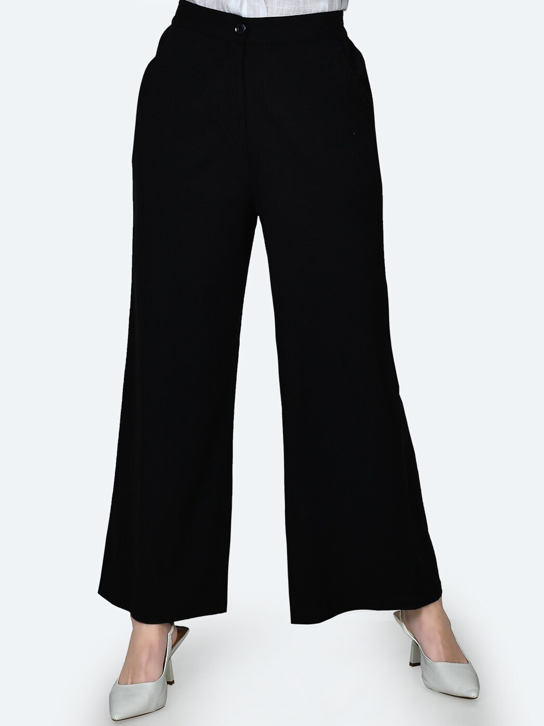 

Zink London Women High-Rise Parallel Trousers, Black