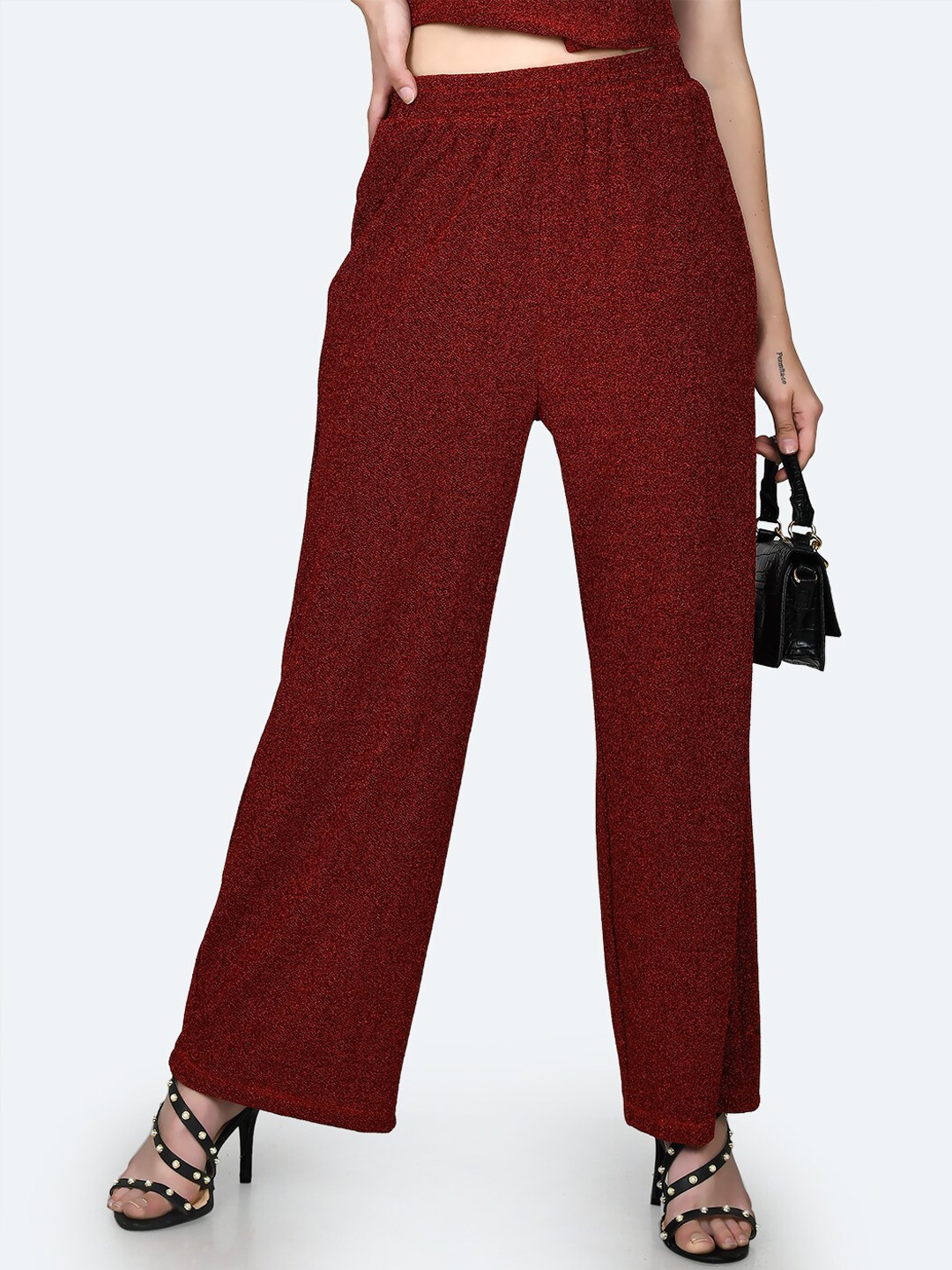 

Zink London Women High-Rise Parallel Trousers, Maroon