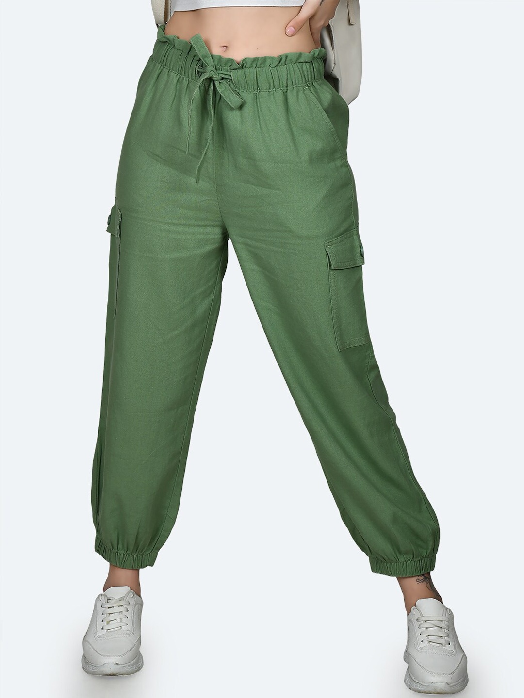

Zink London Women High-Rise Regular Joggers, Green