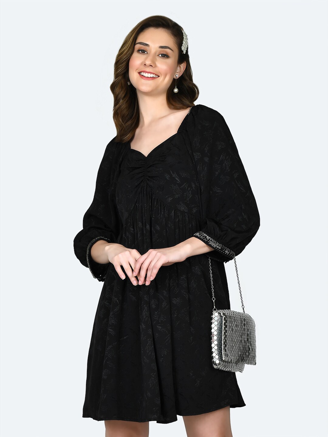 

Zink London Sweetheart Neck Dress, Black
