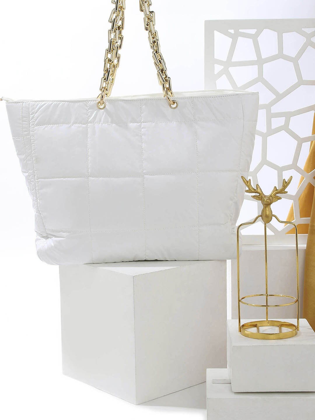 

HAUTE SAUCE by Campus Sutra Quilted PU Shoulder Bag, White