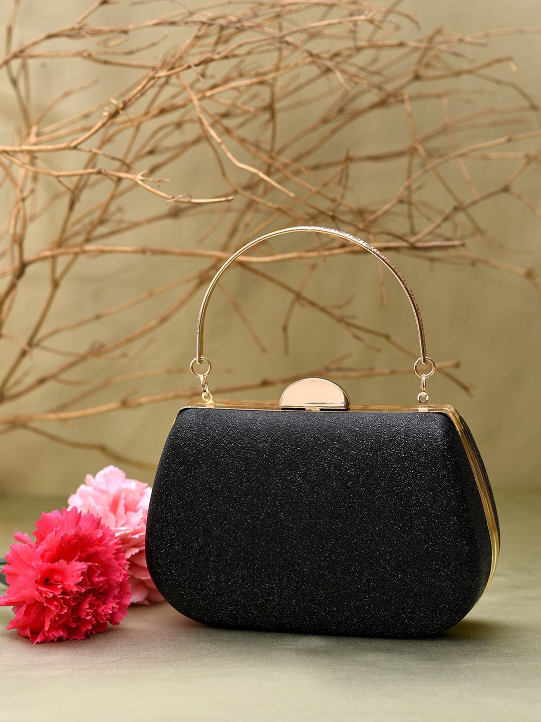 

HAUTE SAUCE by Campus Sutra Women Textured Box Clutch, Black