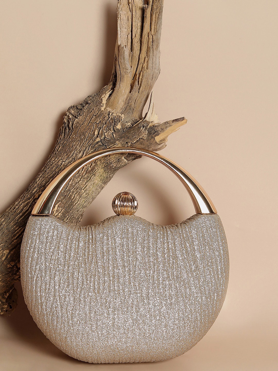 

HAUTE SAUCE by Campus Sutra Textured Handheld Bag, Gold
