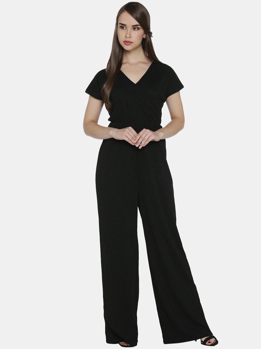 

Annabelle by Pantaloons Women Black Self Design Basic Jumpsuit